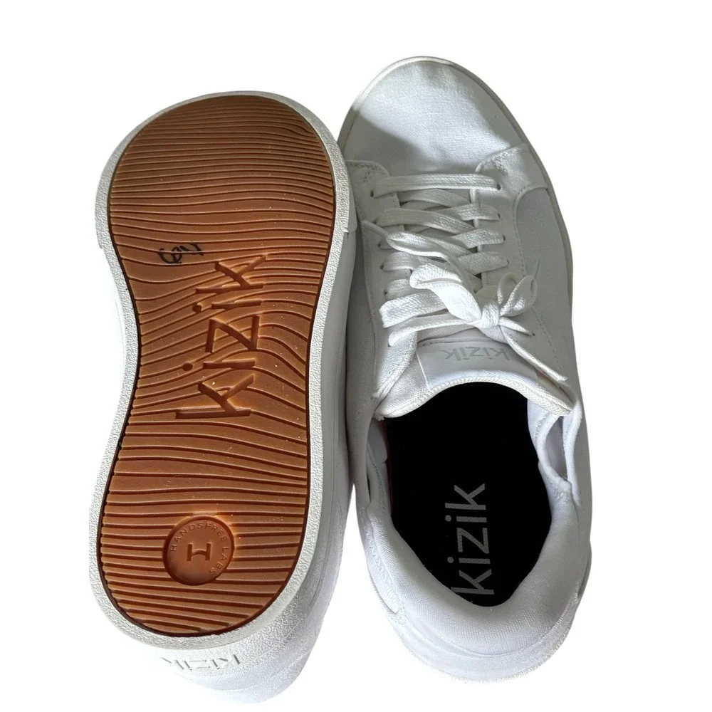 Kizik Madrid Eco White Canvas Hands-Free Sneakers Womens 8 Mens 6.5 L3FC